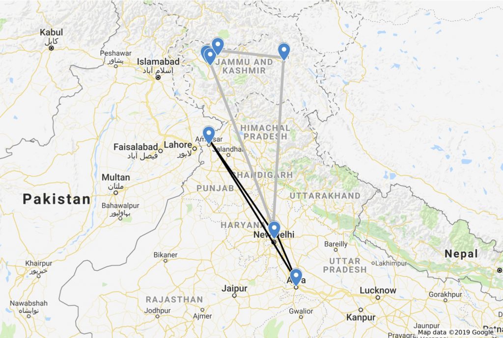 Kashmir Tour Map