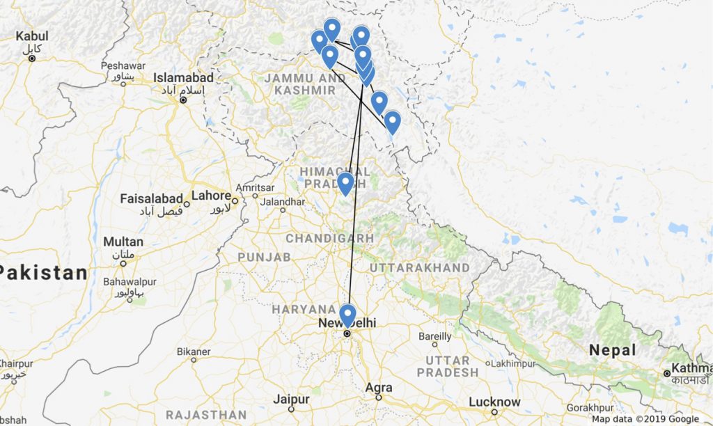 Ladakh Tour Map
